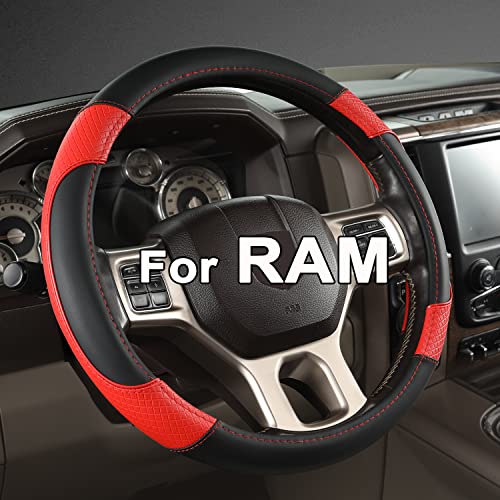 GIANT PANDA Car Steering Wheel Cover for Dodge Ram 1500 2500 3500 15.5-16 inches - Black+Red - color: C-Black+Red