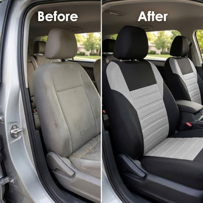 FH Group Gray Polyester Car Seat Cover, 3D Air Mesh, Front Set, Airbag Compatible, Universal Fit for Cars Trucks SUVs - color: Gray, size: Front Set