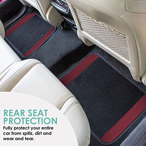 FH Group Automotive Floor Mats – Universal Fit Premium Carpet Car Mats with Driver Heel Pad, Full Set for Cars, SUVs & Trucks - Burgundy - color: Burgundy