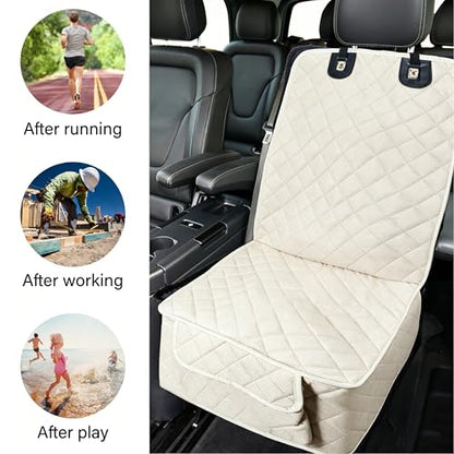 BFXM Front Seat Cover, Full Protection Dog Car Seat Cover with Side Flaps, Waterproof Non-Slip Scratch-Resistant Captain Car Seat Covers, Seat Covers for SUVs, Cars, Trucks (Beige) - color: white*1