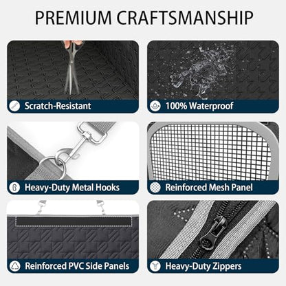 Upgraded Durable Hard Bottom Dog Car Seat Cover with EPE Sponge Cushion,Foldable Dog Rear Seat Protector,Waterproof Dog Hammock for Car, Seamless Dogs Back Seat Extender for Car SUV Truck(L)