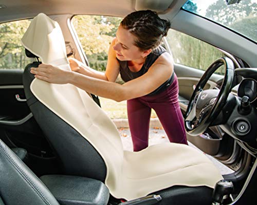 Gorla Gear Beige Premium Universal Fit Waterproof Stain Resistant Tan Khaki Car Seat Cover Neoprene Non-Slip Bucket Seat Dog Sweat Proof Protector Save Your Leather Cloth Seats Van Truck SUV Sedan - color: Beige