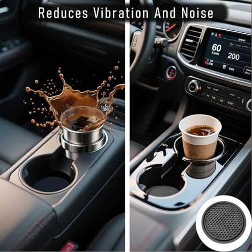 Car Cup Holder Coaster 4 Pack - Non Slip & Shockproof,Flexible PVC Rubber Insert for Car/Truck/SUV/Van (2.75"x0.2") Universal Fit Auto Cup Holders Accessories for Women and Man(Gray) - color: Gray