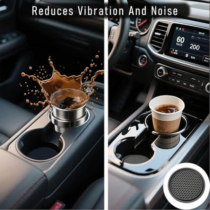 Car Cup Holder Coaster 4 Pack - Non Slip & Shockproof,Flexible PVC Rubber Insert for Car/Truck/SUV/Van (2.75"x0.2") Universal Fit Auto Cup Holders Accessories for Women and Man(Gray) - color: Gray