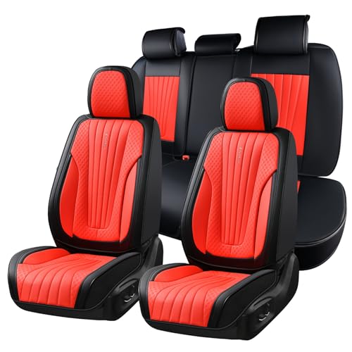FLORICH Car Seat Covers, Premium Leatherette Car Seat Covers Full Set, Breathable Car Seat Cushion Front Seats and Back, Automotive Seat Protectors for Sedans Cars SUV Trucks - Black&Red - color: Red&Black, size: Fullset