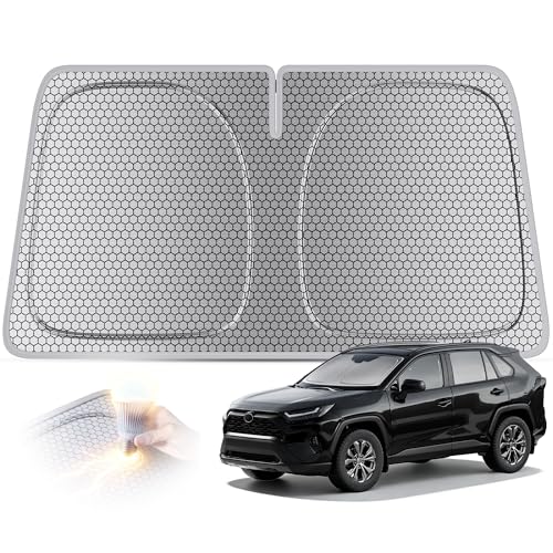 helloleiboo Graphene Car Windshield Sun Shade Car Sun Shade for Windshield with Heat Absorption Coating Foldable Design with UV Protection to Keep Your Car Interior Cooler Silver (X-Large-61 × 34 in) - size: 61 x 34 inches