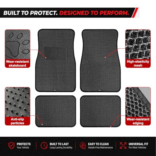 Universal Car Floor Mats, 3D Mesh Fabric All Weather Waterproof Car Floor Liners,With Anti-Slip Granule Backing&Driver Heel Pad,Efficient Dust&Dirt Resistant for Sedan,SUV,Truck,Van,Set of 4pcs - color: 3D Mesh Fabric