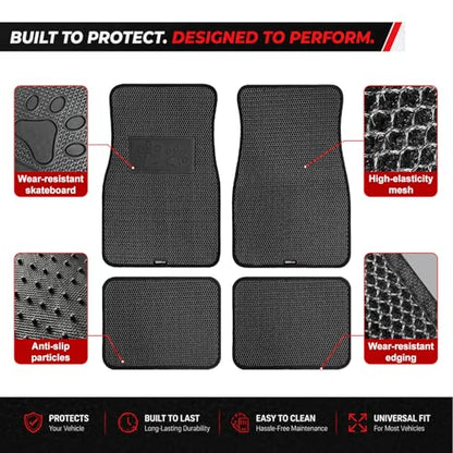 Universal Car Floor Mats, 3D Mesh Fabric All Weather Waterproof Car Floor Liners,With Anti-Slip Granule Backing&Driver Heel Pad,Efficient Dust&Dirt Resistant for Sedan,SUV,Truck,Van,Set of 4pcs - color: 3D Mesh Fabric