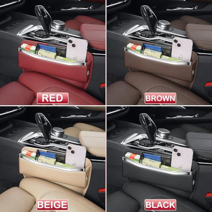 HOLDCY Car Seat Gap Filler Organizer - Leather Console Side Pocket Seat Storage - Stylish and Practical Car Accessories for Cars,SUV,Truck (Red - 1 Pack)