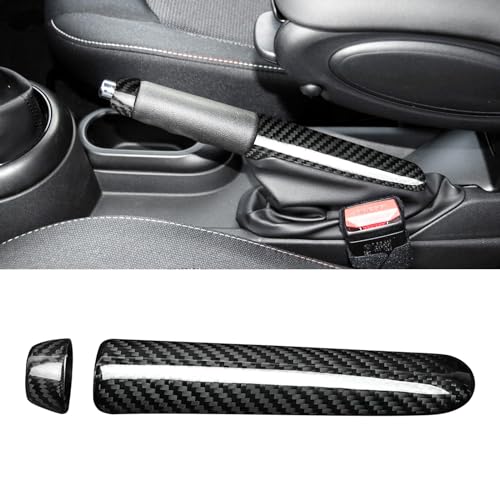 Compatible with Carbon Fiber Original Car Handbrake Cover Set Automotive Shift Lever Modified Protection Decoration for Mini Cooper F55 F56 F57 2PCS (Black) - color: Black F55 F66 F57