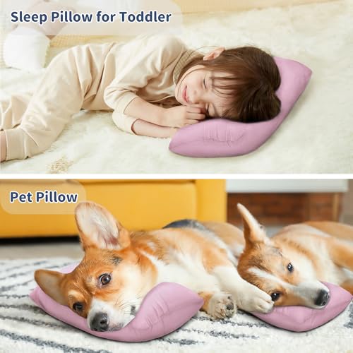 Pro Goleem Small Pillow 11"x7"x2.5" for Camping and Traveling with Name Tag Mini Tiny Pillow for Toddler Sleeping and Chair Car Air Nap Neck Lumbar Knee Rest Pillows, Pink - color: Pink