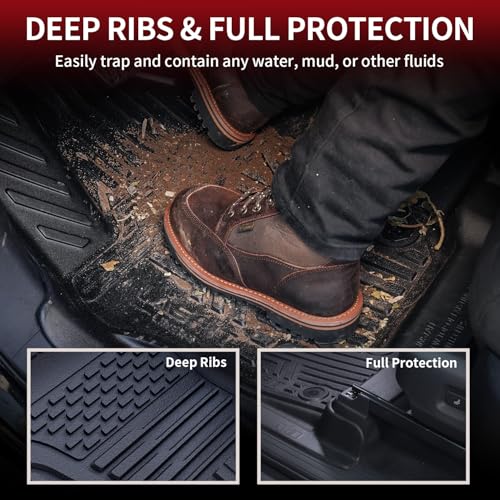 LASFIT Floor Mats for Ram 1500 Quad Cab 2025 2026 Bucket Seat(Not for Bench Seating), All Weather TPE Custom Fit Car Mats Floor Liners 1st & 2nd Row, Black - style: 2) 1500 | 2025-2026 |Quad Cab Floor Mats