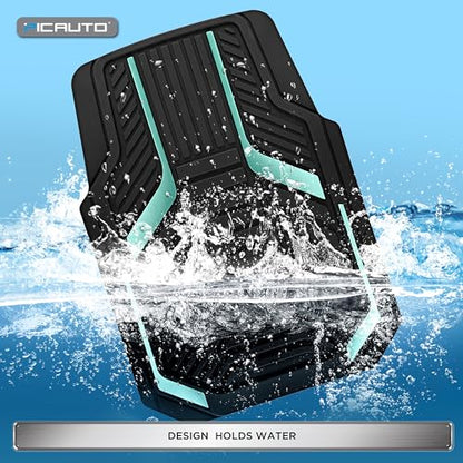 PIC AUTO Heavy Duty Rubber Floor Mats, Mint Aluminum Film Car Mats Set, Front and Rear Car Mats with Anti-Slip Backing, All Weather Protection, Trim-to-Fit for Automotive SUV, Sedan, Van - color: Mint
