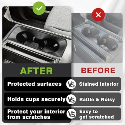 Muslogy Center Console Cup Holder Inserts Compatible with 2021-2025 2026 Ford F150 F-150 Accessories Middle Console Drink Holder Liner TPE Organizer Non-Slip Drink Stopper(Bucket Seat Only) - size: 2021-2025 F150 Bucket Seat Only