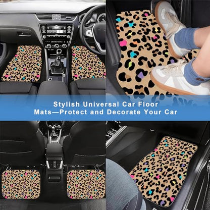 Automotive Floor Mats 5 Pcs, Universal Car Floor Mats, Leopard Print Cargo Liner, Car Accessory for SUVs/Sedan/Wagons, Durable Protective Mat, Trunk Liner for Families/Travel Enthusiasts - style: Bundle 1