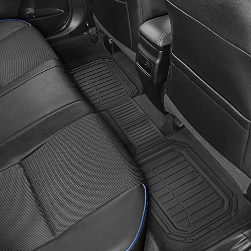 Motor Trend 943-BK FlexTough Defender Car Floor Mats -Next Generation Deep Dish Heavy Duty Contour Liners for Car SUV Truck & Van-All Weather Protection, Trim to Fit Most Vehicles Black - color: Black, style: FlexTough NextGen
