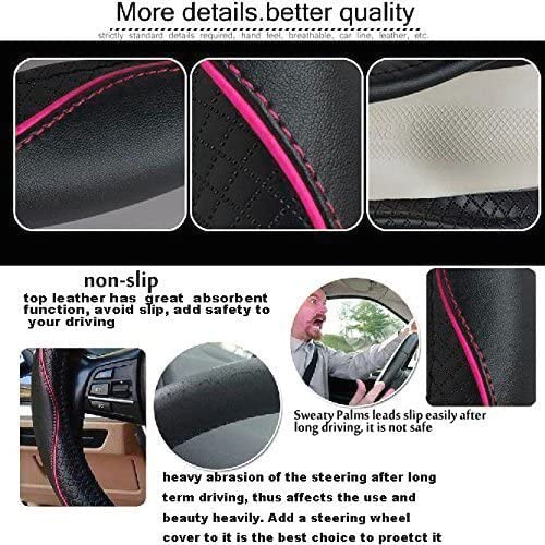 Car Steering Wheel Cover, Anti-Slip, Safety, Soft, Breathable, Heavy Duty, Thick, Full Surround, Sports Style (Black with Pink Line) - color: Black with Pink Line