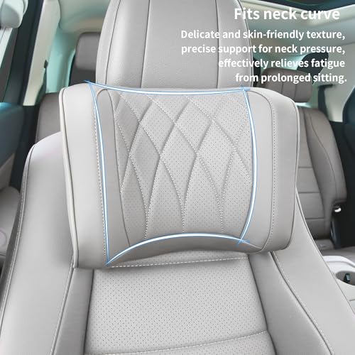 Car Headrest Pillow U-Shaped, Memory Foam Head Neck Support Cushion for Driving, Leather Head Rest Travel Pillows for Sleeping, Breathable Removable Cover, Gray, 1 Pack - color: Gray, size: 1 Pack