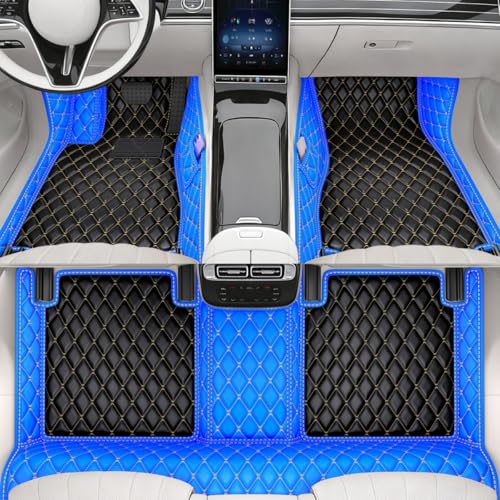 All-Weather car Floor mats, Anti-Slip Leather Floor mats Set, Suitable for 99% of Vehicle Models, Providing Comprehensive Protection for the car Carpet of Your Beloved car. (Blue-) - color: Blue-