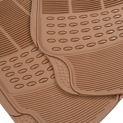 BDK Beige Heavy Duty Front & Rear Rubber Floor Mats Universal Liners for Car SUV Van & Truck, All Weather Protection with Anti-Slip Nibs, Fit Contours of Most Vehicles - color: 554-BG
