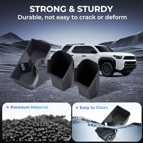 Cup Holder Inserts for Toyota 4Runner 2026 2025 6th Gen, Interior Accessories Center Console Front & Rear Cup Holders Covers Protector for 2025-2026 4 Runner, Black - style: Fits for 2025-2026 4Runner, Full Set