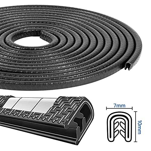 Car Door Edge Guards 32Ft(10M) Universal Rubber U Shape Edge Trim Car Door Protector Edge Guards Rubber Seal Protector for Most Car Rucks SUV Installation, No Glue Required, Black