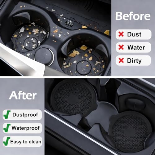 Car Cup Holder Coasters 4 Pack, Universal Silicone Cup Holder Insert, Non-Slip Cup Holder Liners, Waterproof Anti-Dust Cup Holder Accessories for Car Interior, Easy Clean (Black) - color: black