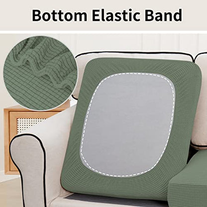 Easy-Going Stretch Individual Loveseat Couch Cushion Cover Sofa Cushion Furniture Protector Sofa slipcover Soft Flexibility with Elastic Bottom (2-piece Loveseat Cushion Cover, Greyish Green) - color: Greyish Green, size: 2-piece