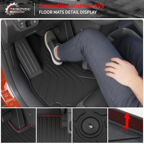 Floor Mats Compatible with 2024 2025 2026 Kia EV9 6&7 Seats Cargo Liner Cargo Mat Trunk Mat Trunk Liner Back Seat Cover Protector EV9 Accessories (Floor Mats+Trunk Mat with Backrest Mat) - style: For Kia EV9 | 2024-2026
