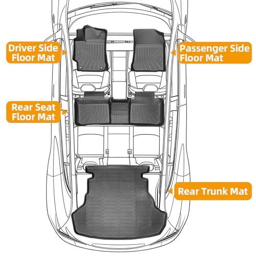 Floor Mats for Toyota Camry 2012 2013 2014 2015 2016 2017, Custom Fit Camry LE SE XLE XSE Hybrid LE SE XLE, 1st & 2nd & Cargo Liner, TPE Anti-Slip Waterproof 2012 Camry Floor Mats Car Accessories - style: 10)2012-2017|Camry|Floor&Cargo Mats