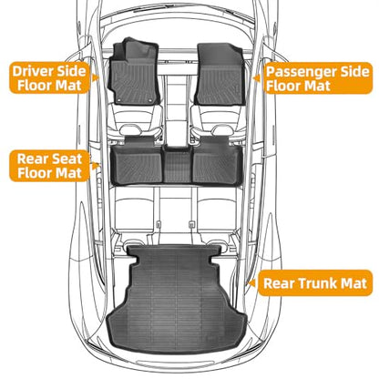Floor Mats for Toyota Camry 2012 2013 2014 2015 2016 2017, Custom Fit Camry LE SE XLE XSE Hybrid LE SE XLE, 1st & 2nd & Cargo Liner, TPE Anti-Slip Waterproof 2012 Camry Floor Mats Car Accessories - style: 10)2012-2017|Camry|Floor&Cargo Mats