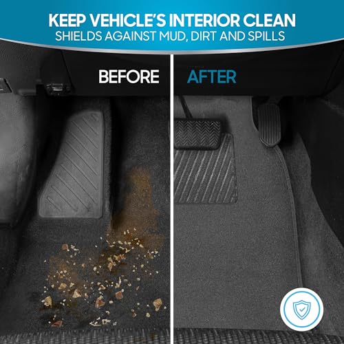 BDK MT-100-CC Classic Carpet Mats for Car SUV Van and Truck-Universal Fit Front and Rear Floor Protection with Heelpad (Gray Charcoal), Black - color: Black
