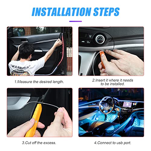 EL Wire LED Strip Lights, USB Auto Neon Light Strip with Sewing Edge, 16FT Electroluminescent Car Ambient Lighting Kit with Fuse Protection, Green - color: Green, size: 16 ft