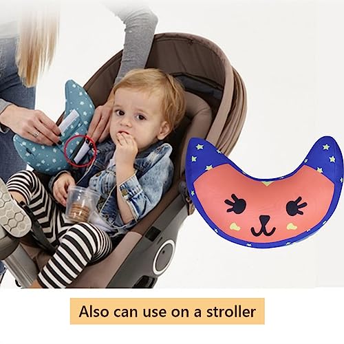 Kids Car Seat Travel Neck Pillow Soft Neck Support Cushion Car Seat Belt Cover Cushion Pillow Car Seatbelt Shoulder Pad Head Neck Support Pillow Seat Strap Pillow for Car Airplane Pushchair Travel - color: Blue