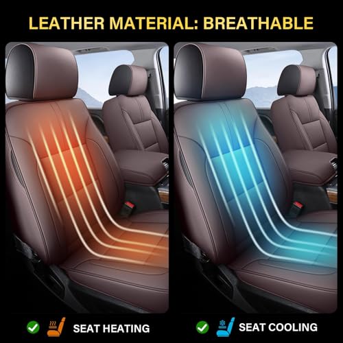Coverado Chevy Silverado Seat Covers, Faux Leather Seat Covers Fit for Chevy Silverado GMC Sierra 2007-2026 1500, 2015-2026 2500HD 3500HD Crew Double Extended Cab (Front,Brown) - color: Brown, size: Front(2007-2025)