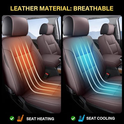 Coverado Chevy Silverado Seat Covers, Faux Leather Seat Covers Fit for Chevy Silverado GMC Sierra 2007-2026 1500, 2015-2026 2500HD 3500HD Crew Double Extended Cab (Front,Brown) - color: Brown, size: Front(2007-2025)