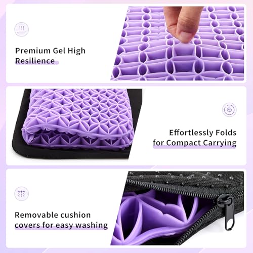 AceOrbit 3 Pack Gel Seat Cushion for Long Sitting Pressure Relief Gel Chair Cushions for Hip Pain, Soft & Breathable Comfy Cushion for Office Chair, Wheelchair & Car