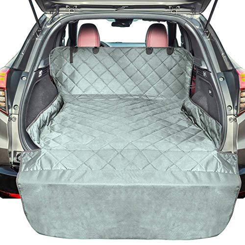 F-color SUV Cargo Liner for Dogs, Water Resistant Pet Cargo Cover Dog Seat Cover Mat for SUVs Sedans Vans with Bumper Flap Protector, Non-Slip, Large Size Universal Fit, Grey - color: Grey, size: Standard: 55" x 91"