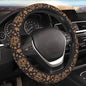Elastic Sun Moon Leaves Car Steering Wheel Cover Protector Upgrade Thicken,Gold Boho Black,Anti Slip Durable Soft Car Interior Decor for Diverse Cars Truck SUV for Men Women Universal 15 Inch