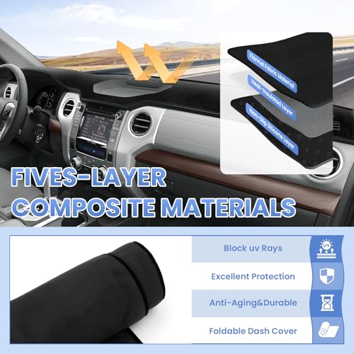 Sunsdrew Dash Cover for 2014-2021 Toyota Tundra Dashboard Cover Mat for Tundra Suede Dash Mat Accessories Sun Shade Nonslip Mesh Protector No Glare - size: 14-21 Tundra Dash Cover