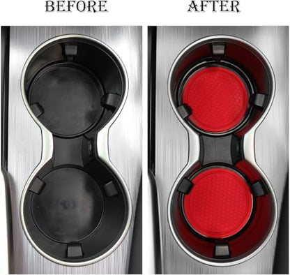 Car Cup Coaster, 4PCS Universal Non-Slip Cup Holders Embedded in Ornaments Coaster, Car Interior Accessories, Red