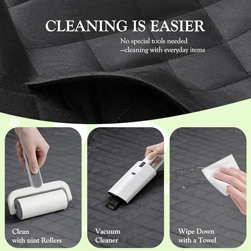 100% Waterproof Dog Car Seat Cover, 600D Oxford Hammock Full Coverage Back Seat Protector, Anti-Slip Bottom with Mesh Window & Storage Pocket, 100% Heavy Duty for Cars SUVs Trucks