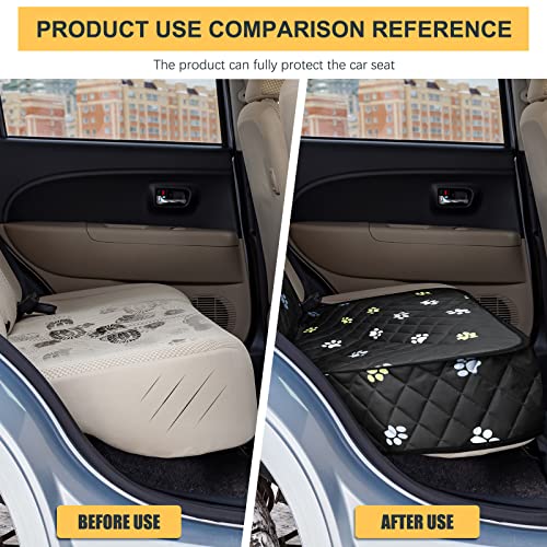 Front Seat Dog Cover for Cars Trucks SUV Waterproof Scratchproof Nonslip Full Protection Pet Dog Car Seat Covers Cute Paw Print Front Passenger Chair Protector for Travel Bed Safety(Black)