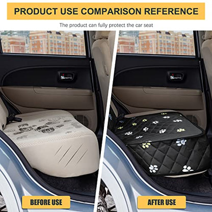 Front Seat Dog Cover for Cars Trucks SUV Waterproof Scratchproof Nonslip Full Protection Pet Dog Car Seat Covers Cute Paw Print Front Passenger Chair Protector for Travel Bed Safety(Black)