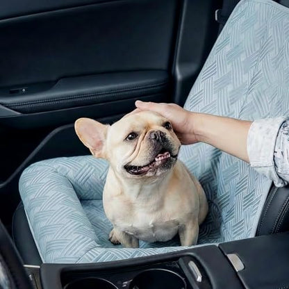 Premium Cooling Dog Car Seat Mat for Small & Medium Dogs, Breathable Puppy Car Seat for Front & Back Seat Travel, Cool-to-Touch Washable Pet Travel Lounge Mat with Supportive Bolster