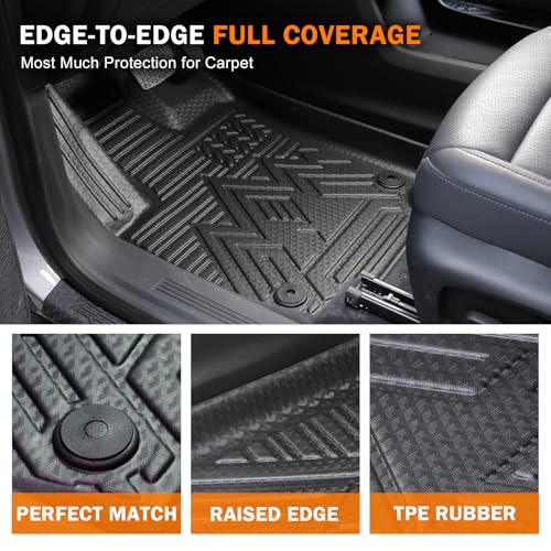 KUST Floor Mats for 2025-2026 Chevy Equinox/GMC Terrain Accessories (Gas Only), All Weather Car Mats with Backrest Mat & Cargo Trunk Liner & Door Sill Protector, TPE Rubber, Raised Edge, Full Set