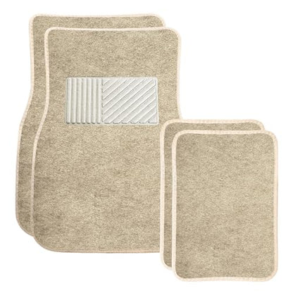 4PCS Car Floor Mats, Waterproof Non-Slip Car Floor Liners with Safety Heel Pad, All-Weather Wear-Resistant Mats Heavy Duty Universal Carpets for Truck SUV Van Sedan (Beige) - color: Beige