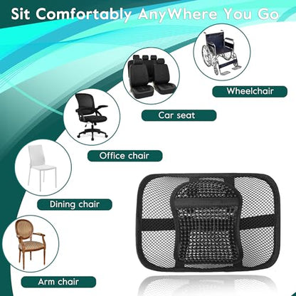 2 Pack Mesh Back Lumbar Support, Back Support Seat Cushion with Breathable Mesh for Office Chairs Car 12” x 16” - color: Black * 2