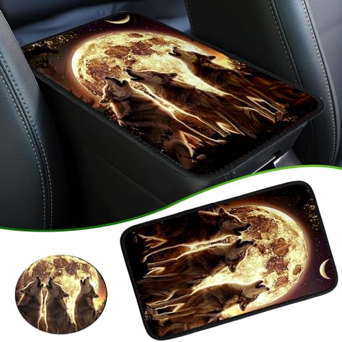 Universal Auto Center Console Pad and 2Pcs Car Coasters Set, Anti Slip Soft Neoprene Car Armrest Seat Box Cover Protector Universal Fit - Car Interior Accessories, Moonwolf - color: 505