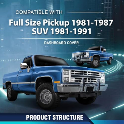 PIT66 TPE Dash Bezel Cover Dashboard Panel, Compatible with GMC Chevy Full Size Pickup 1981-1987, Fit GMC Chevy SUV 1981-1991 Light Blue - size: 1981-1991 GMC Chevy SUV(Light Blue)